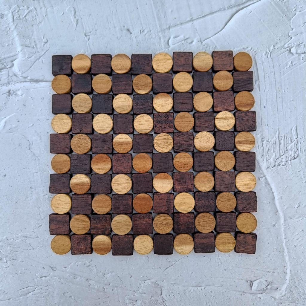 Natural Teak Wood Table Mat – 20x20cm, Handmade Foldable Placemat, Rustic Kitchen & Dining Decor, Event-Ready Coaster