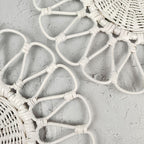 White Flower Shaped Rattan Placemat, Boho Hanging Wall Decoration, Rattan Charger Plates Set, Wedding Centerpiece