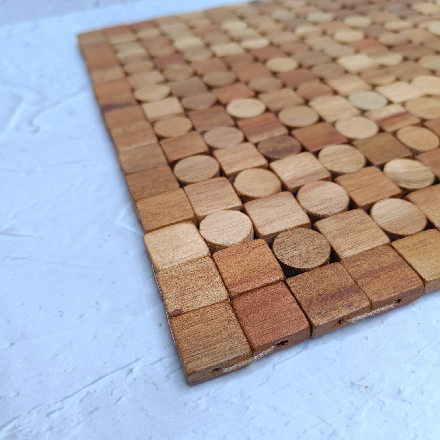 Natural Acacia Wood Rectangular Placemat (Unfolded), Wooden Table Runner, Vintage Kitchen Decor
