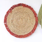 Boho Round Natural Placemats, Agel raffia placemats, Straw Serving Mat, Wicker Seagrass Wall Decor