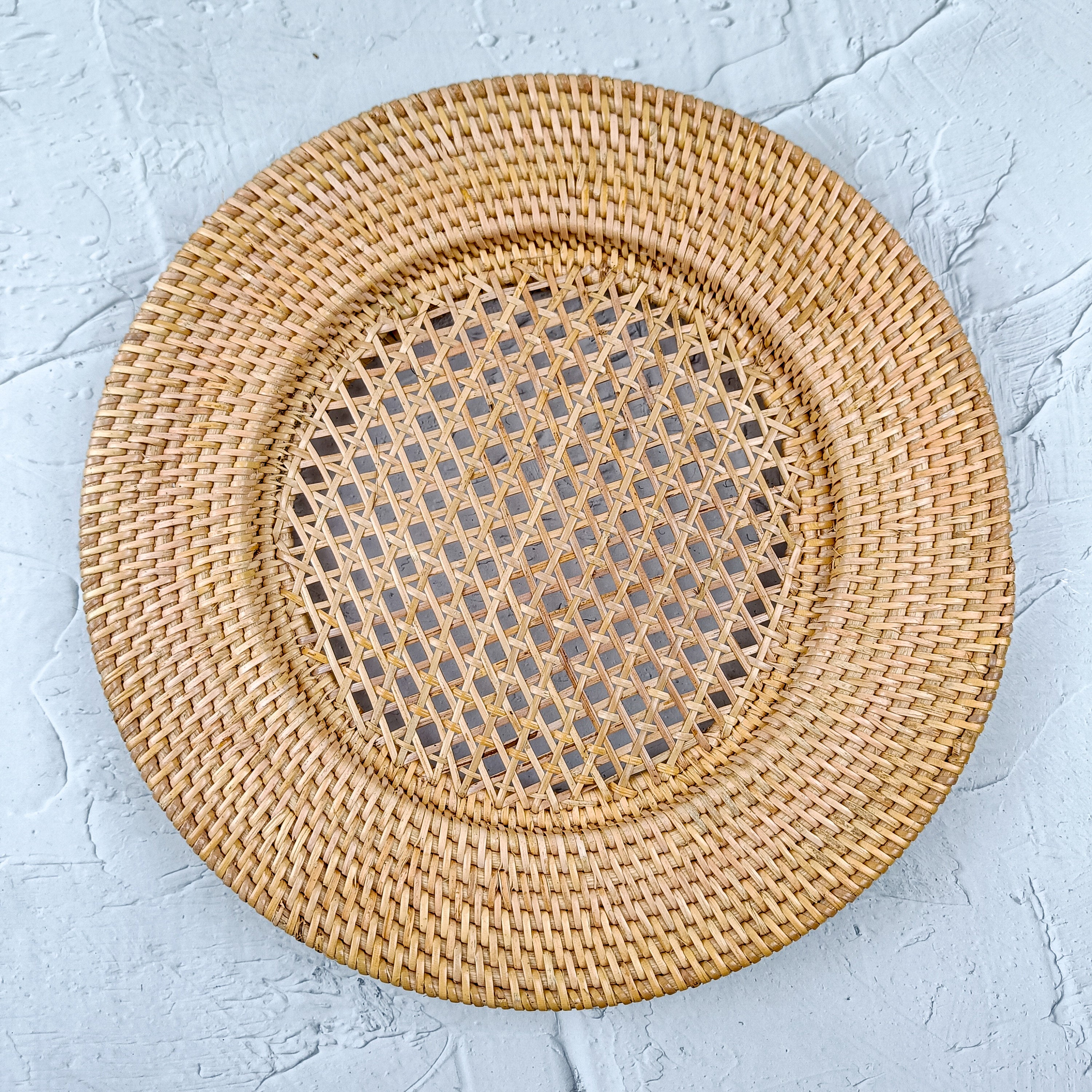 Set of 3 Rattan Charger Plates, Decorative Plate Set for Table Decor, Wedding Centerpieces and Decoration