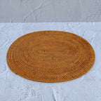 Handcrafted brown oval rattan placemats - Set of 4 Boho Natural Woven Dining Table Mats (40x30cm)