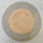 Rattan Placemat Set of 4 · Two Tone Round Handwoven Table Mat · Natural & Grey · Boho Artisan Lombok