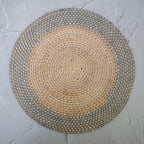 Rattan Placemat Set of 4 · Two Tone Round Handwoven Table Mat · Natural & Grey · Boho Artisan Lombok